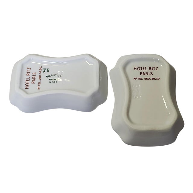Mid-Century Modern Vintage Pair Pillivuyt Hotel Ritz Paris Ashtrays For Sale - Image 3 of 4