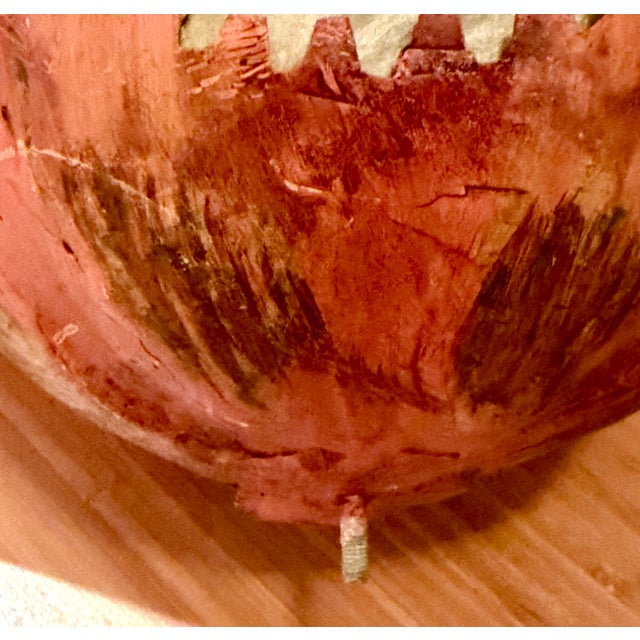 Vintage Metal Pumpkin Head Lantern on Wooden Pole For Sale - Image 12 of 12