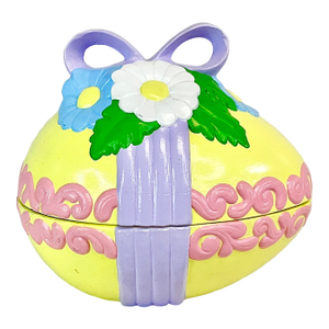 1975 Vintage Americana Folk Art Boho Chic Ceramic Easter Egg Box.