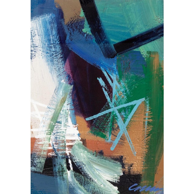 A contemporary abstract acrylic painting on paper by Bruce Conforti, signed lower right. Circa 2010s. From a private...