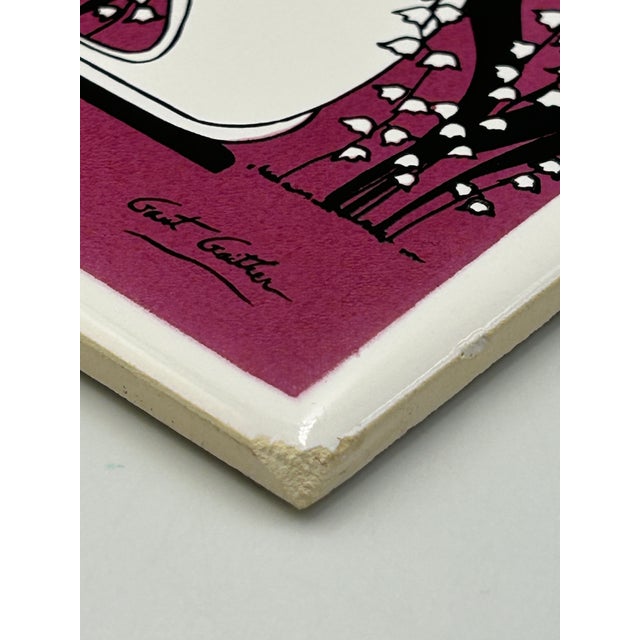 1970s Gant Gaither Rare Signed Cat Trivet Berggren Originals Handscreened Ceramic For Sale - Image 5 of 9