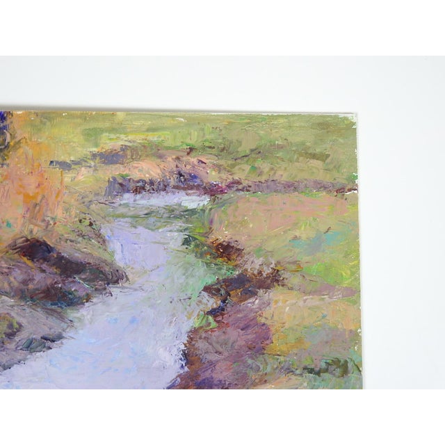 Wood Late 20th Century Plein Air Impressionist Stream Landscape Painting For Sale - Image 7 of 8