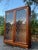 Brown Vintage Illuminated Diamond Pane Curio Cabinet / Glass Display Bookcase For Sale - Image 8 of 8