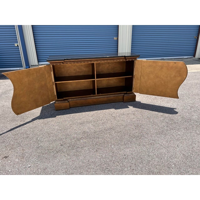 Brass 1990s Century Furniture Silk Roads Gilt Credenza – Solid Stone Top For Sale - Image 8 of 8