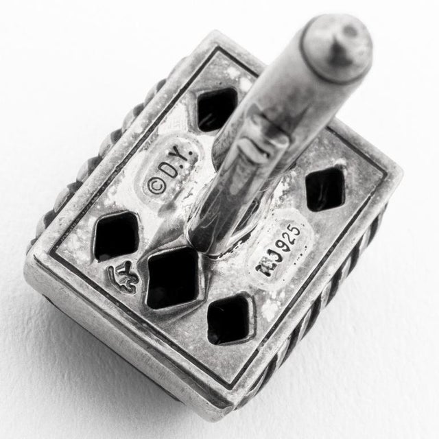 Late 20th Century David Yurman Sterling Silver Onyx Cufflinks For Sale - Image 5 of 6