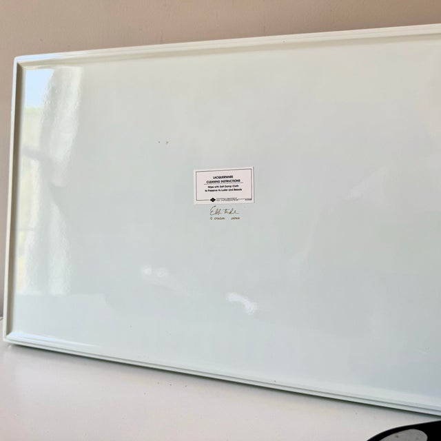 Robin's Egg Blue Mid 20th Century Lacquered Coastal Seashell Print Tray and Coaster Set For Sale - Image 8 of 9