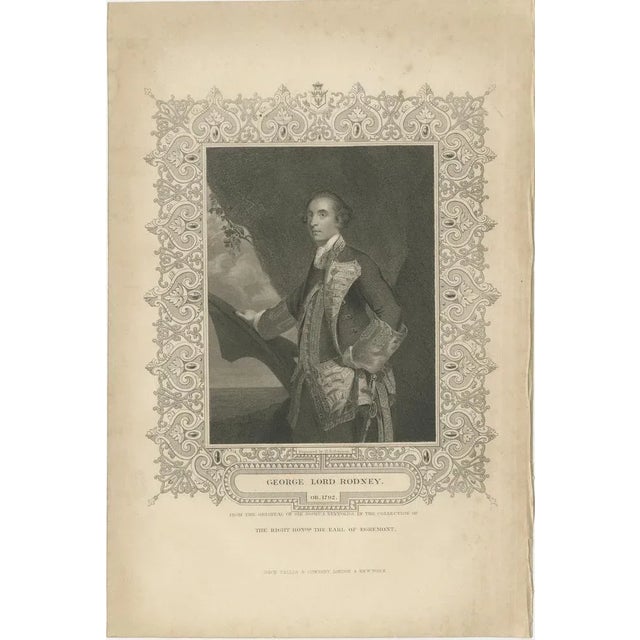 Antique portrait lord rodney – british naval hero engraving c.1850 a finely executed and highly decorative mid-19th...