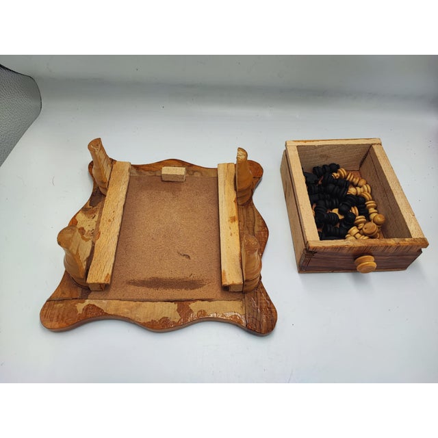 Wood Vintage Wooden Chess Table with Chess Pieces, 1960s For Sale - Image 7 of 8