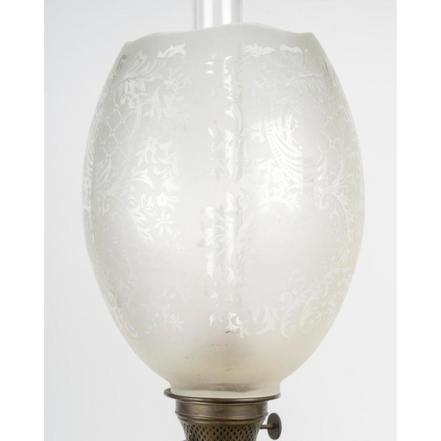 19th Century Oil Lamps in Painted Opaline Glass with Crystal Shades, 1890s, Set of 2 For Sale - Image 5 of 8