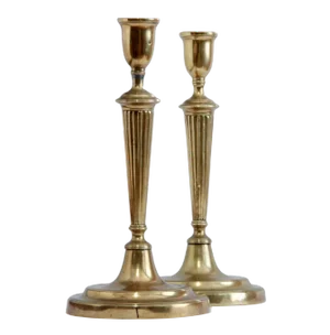 Late 18th Century English Neoclassical Brass Candlesticks - a Pair