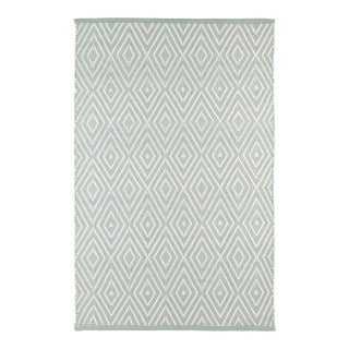 Dash & Albert by Annie Selke Diamond Light Blue/Ivory Indoor/Outdoor Rug, 7' 6" x 9' 6" For Sale