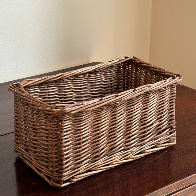Vintage Rustic European-Style Rectangular Planter Basket For Sale - Image 4 of 11