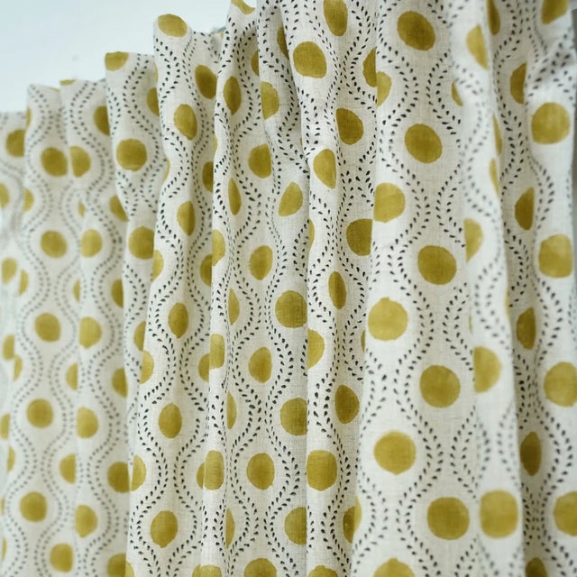 Decorative Linen Window Curtain Semi-Sheer Block Print for Bedroom & Lounge Size 54"x24" - Raaj Bhog For Sale - Image 4 of 7