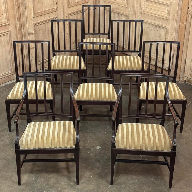 Set of Eight 18th Century Neoclassical Dining Chairs Includes 2 Armchairs For Sale - Image 4 of 12