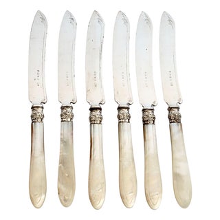 Late 19th Century English Mother of Pearl Table Knives, 6 pcs For Sale