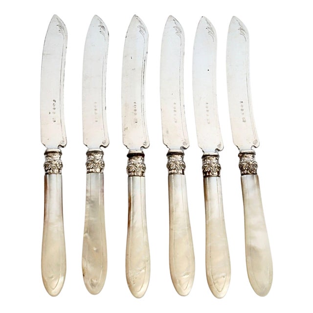 Late 19th Century English Mother of Pearl Table Knives, 6 pcs For Sale