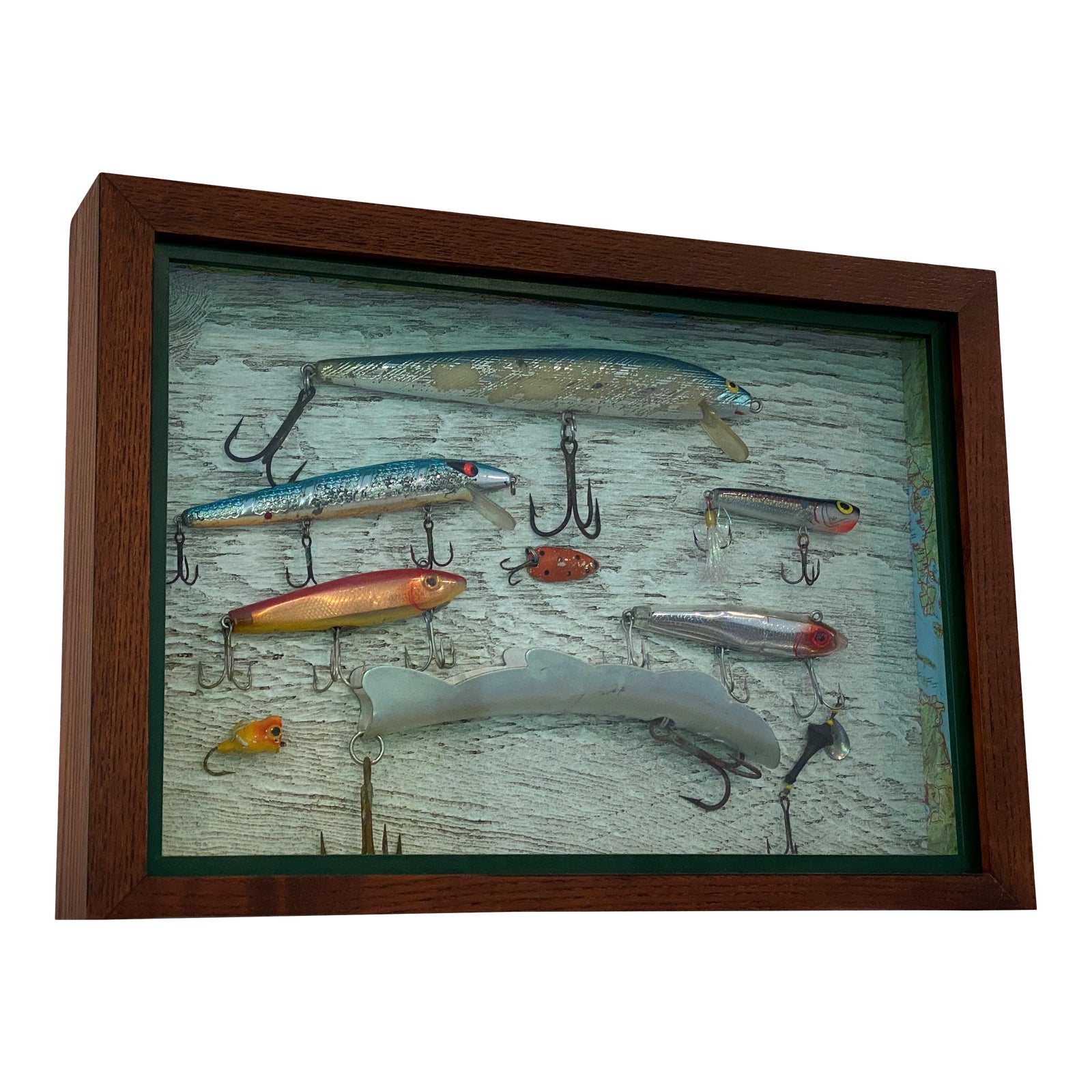 Vintage Fishing Lures in Shadow Box Chairish