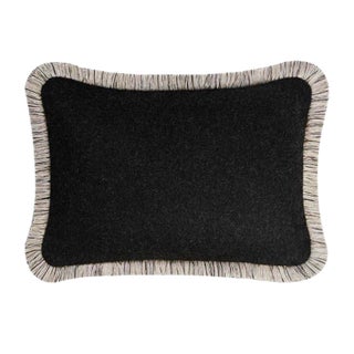 ARTIC Black Wool Pillow by Lorenza Briola for Lo Decor For Sale