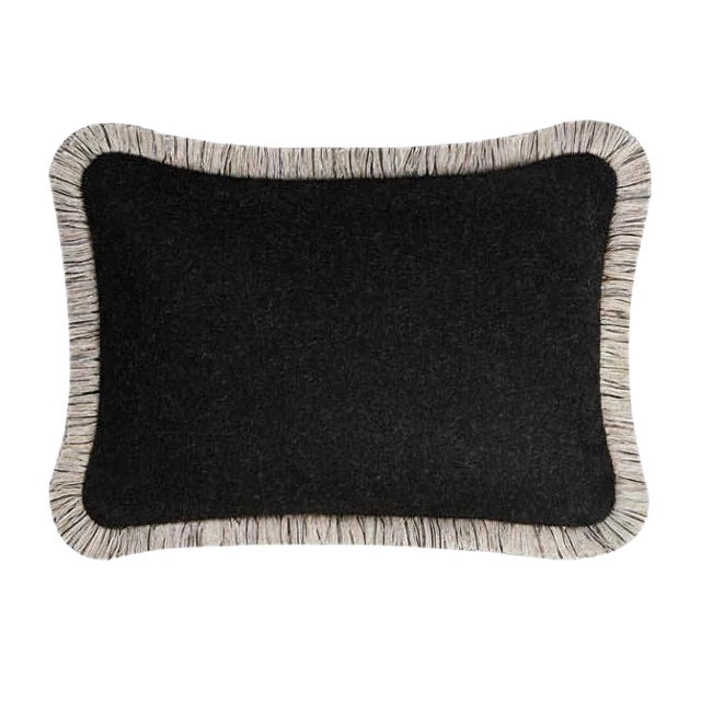 ARTIC Black Wool Pillow by Lorenza Briola for Lo Decor For Sale