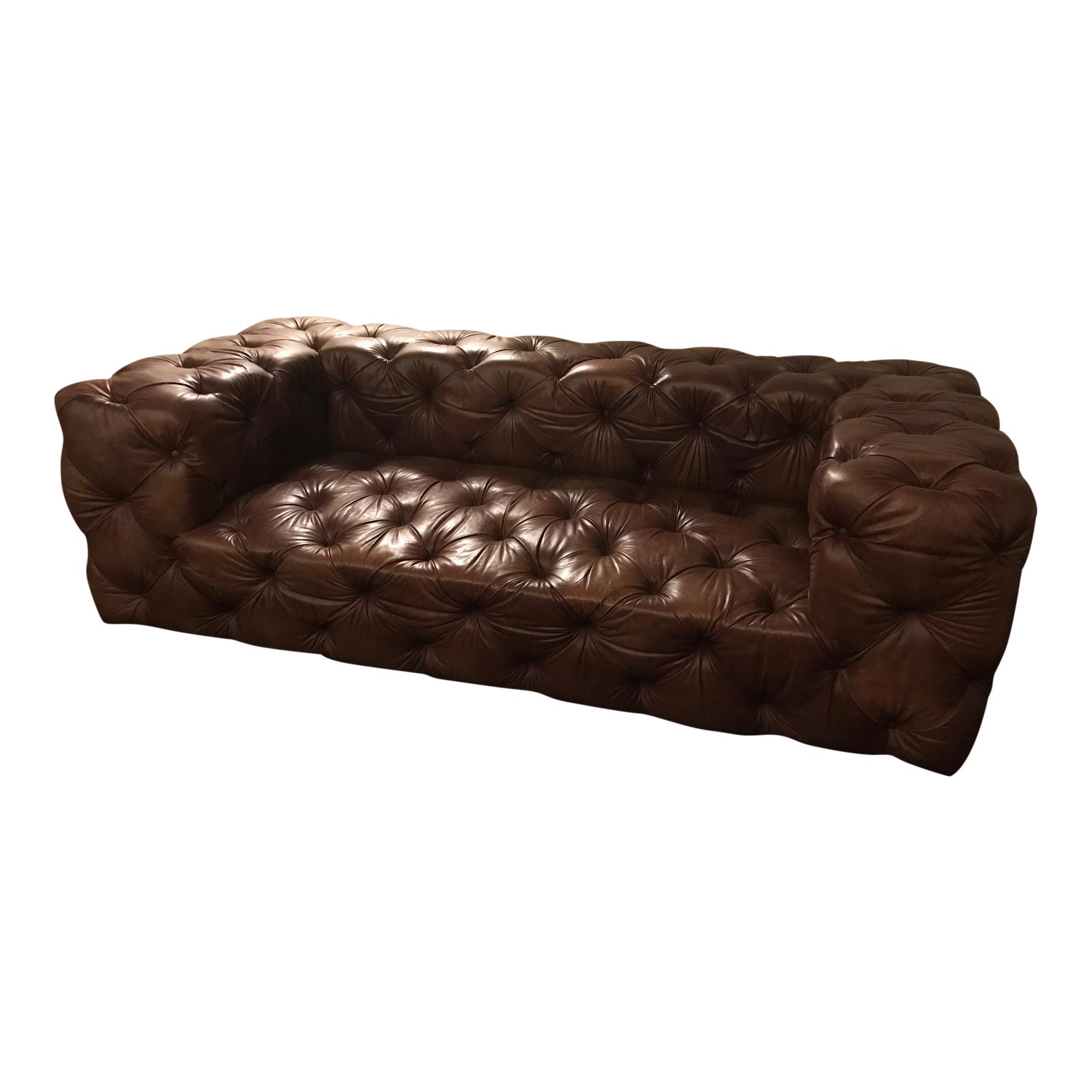 Restoration Hardware Soho Tufted Leather Sofa Chairish