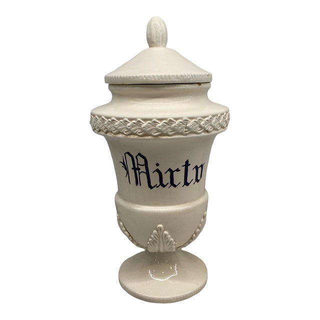 Antique Italian Apothecary Jar Venetian Porcelain Urn Large "Mirto" For Sale