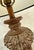 Metal Neoclassical-Style Faux Wood Urn Table Lamp, Detailed Baluster Pedestal & Contrasting Opaque Black Drum Shade For Sale - Image 7 of 11