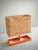 Vintage Italian Postmodern Style Orange Table Lamb With Rectangular Cork Lamp Shade in Style of Memphis Milano Modernist Design For Sale In Los Angeles - Image 6 of 12