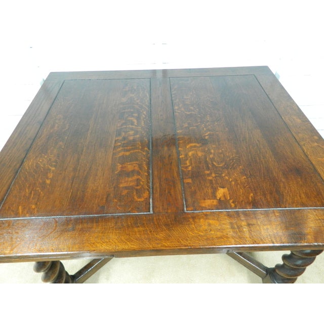 Large Oak Barley Twist Draw Leaf Table For Sale - Image 10 of 14