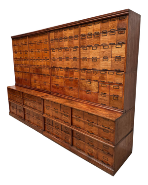 Large Antique American Oak Apothecary Cabinet, 1900s