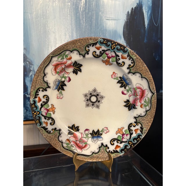 Antique English transferware plate in the “Jeddo” pattern by H. Hancock, Staffordshire, circa 1890–1910. There was a...