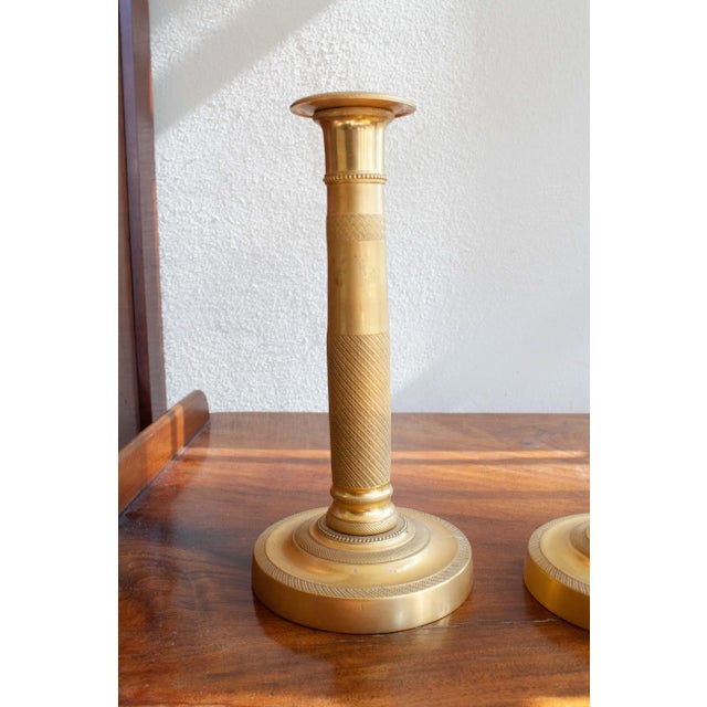 Antique Gilded Bronze Candlesticks, Set of 2 For Sale - Image 5 of 5