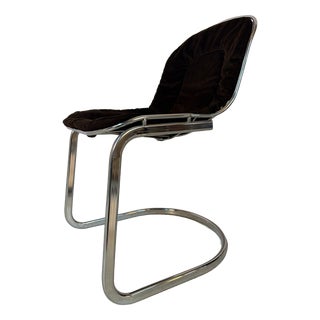 Cantilever Chair in Chrome with Brown Upholstery by Gastone Rinaldi For Sale
