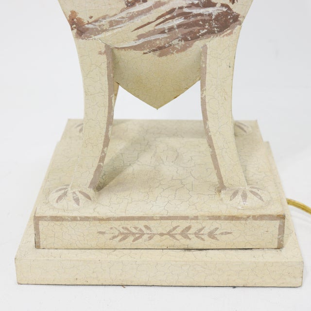 Mid 20th Century Vintage Hand-Painted Chinoiserie Urn-Form Table Lamp With Sepia Landscape Scene For Sale - Image 5 of 12