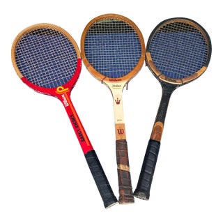 Vintage Trio of Wooden Wilson Tennis Rackets For Sale