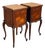 Louis XV Style Walnut Nightstands with Marble Top, 1930s, Set of 2 For Sale