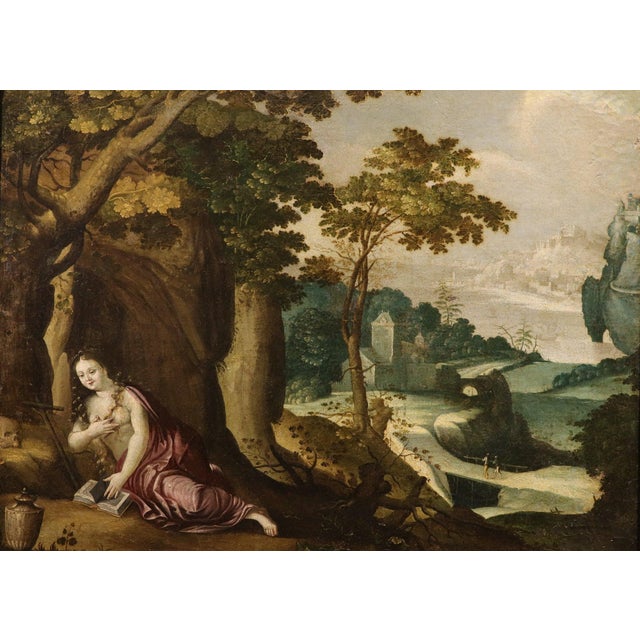 Baroque Workshop of Paul Bril, Landscape with Mary Magdalene, 1640, Oil on Canvas For Sale - Image 3 of 16