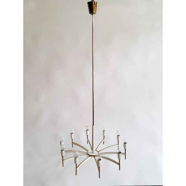 Mid-Century Modern Austrian Brass Chandelier by Rupert Nikoll, 1950s For Sale - Image 14 of 15