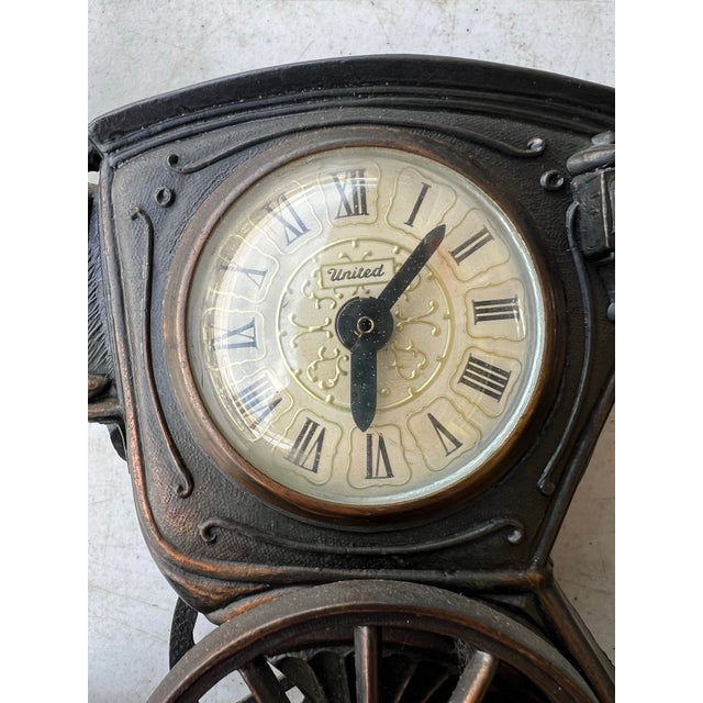 Mid-Century Modern Vintage United Metal Goods Horse Carriage Clock & Lamp For Sale - Image 3 of 10