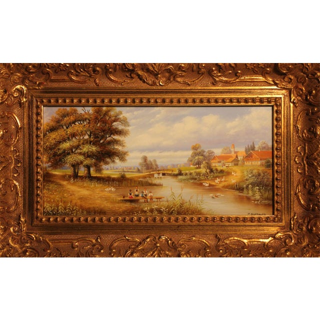 Josef Hofbauer II, Village Idyll, 20th Century, Oil on Wood, Framed For Sale - Image 8 of 8