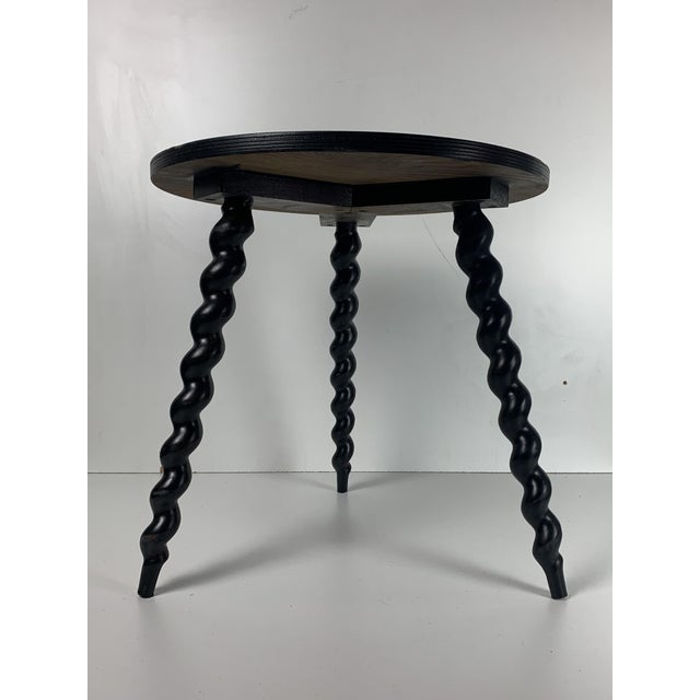 Mid-Century French Ebonized Turned Wood Side Table with Cork Screw Legs, 1950s For Sale - Image 10 of 15