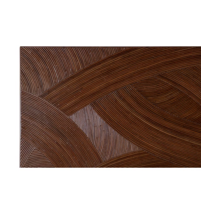 David Francis Swirl Rattan Platform Bed Queen, Golden Mahogany For Sale - Image 4 of 9