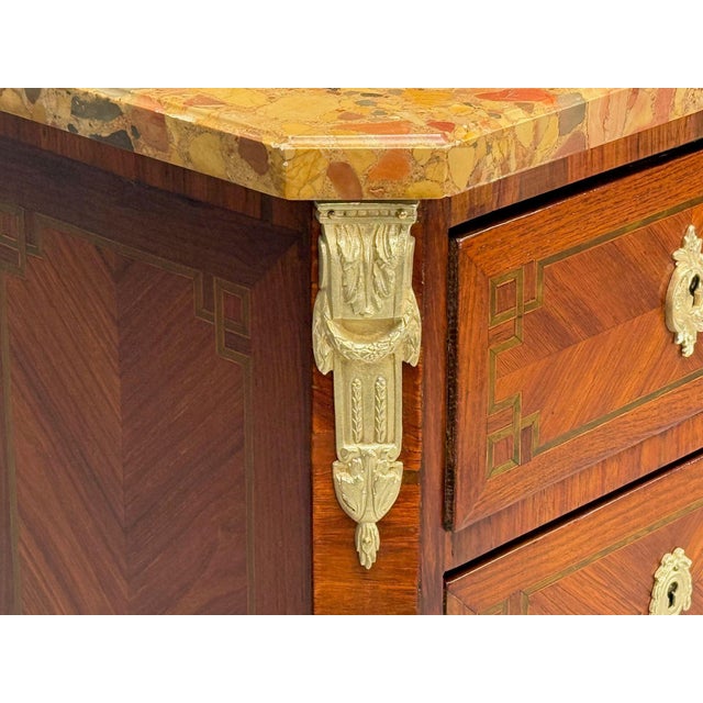 Brown Louis XV Style, Tulipwood, Marquetry, Marble, Lingerie Chests, France, 1910s For Sale - Image 8 of 18