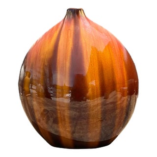 Vintage Glazed Ceramic Vase For Sale