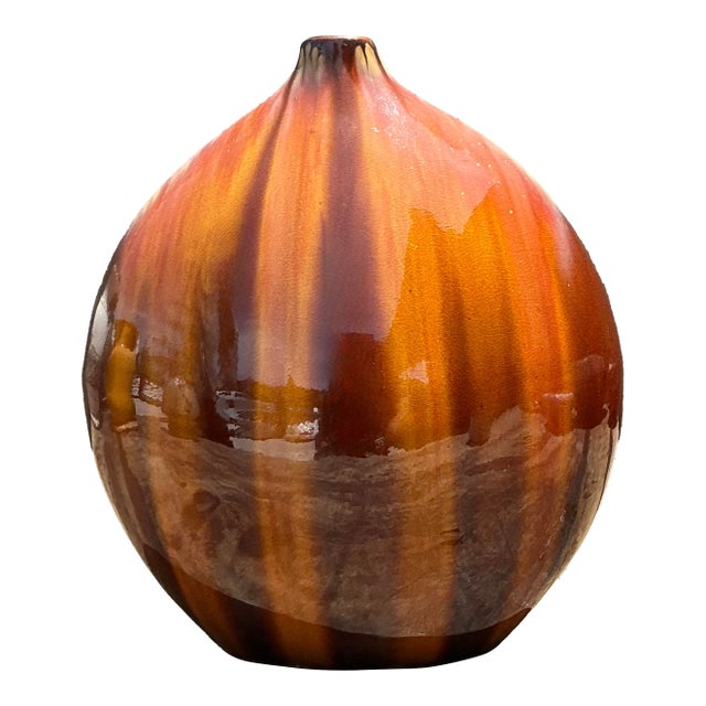 Vintage Glazed Ceramic Vase For Sale