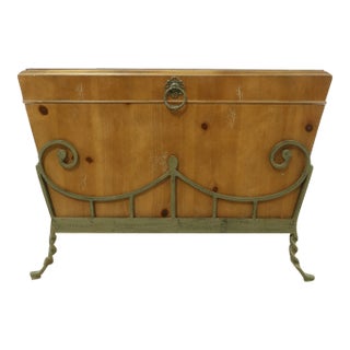 Country Pine Flip Top Iron Base Coffee Table Chest For Sale