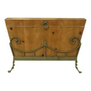 Country Pine Flip Top Iron Base Coffee Table Chest