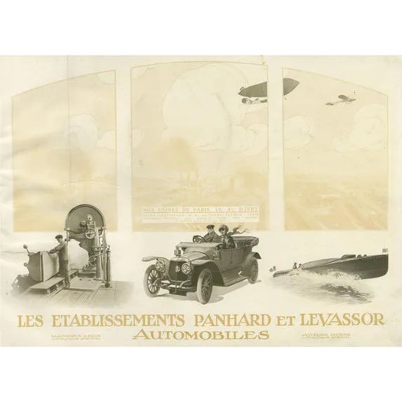 Antique Title Page with Illustrations of a Panhard Et Levassor Car Catalog, 1914, Print For Sale