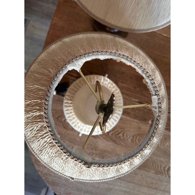 Wildwood Vintage Wildwood Accents Ceramic Chinoiserie Basket Weave Lamps- A Pair For Sale - Image 4 of 11