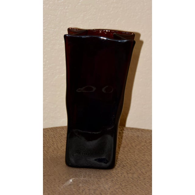 Blenko Art Glass Hand Blown Paper Bag Vase For Sale - Image 10 of 10
