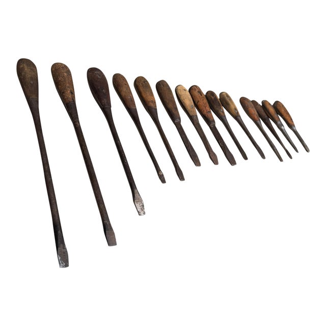 Vintage Perfect Handle Screwdrivers Wooden Scales Riveted Metal Handle For Sale